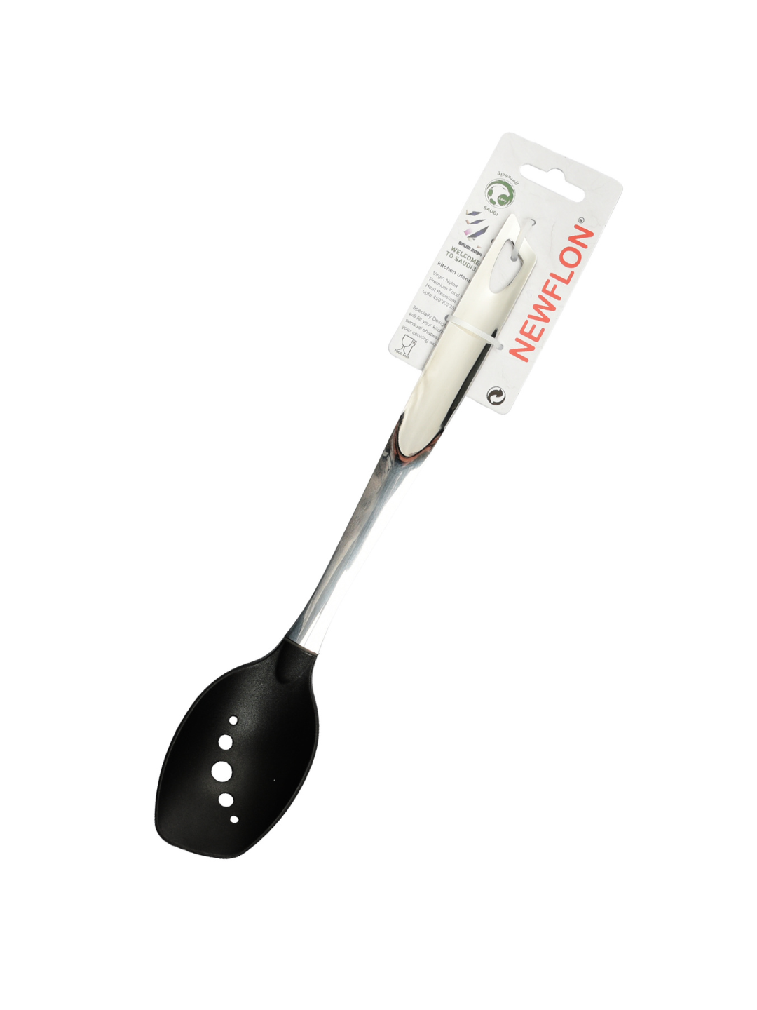Silver silicone spoon with steel handle